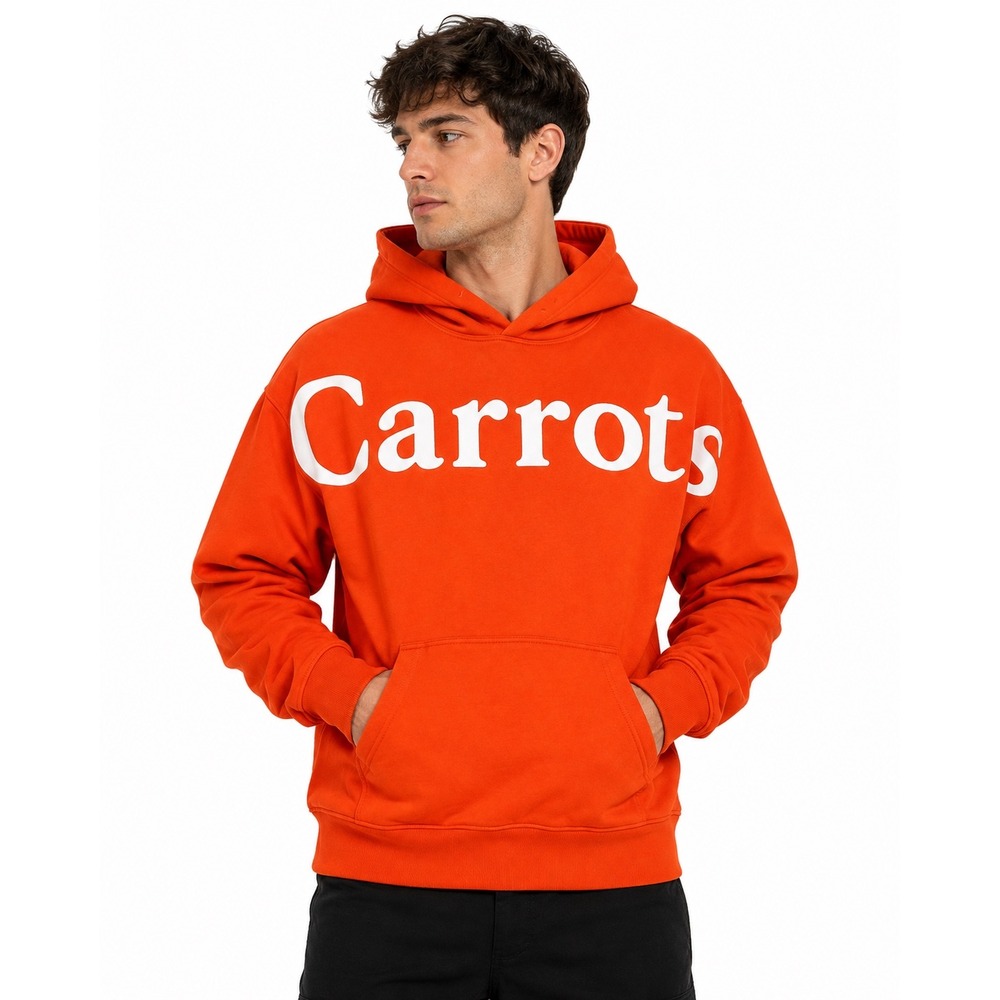 Carrots by Anwar Carrots Orange Wordmark Graphic Hoodie Mens Large Logo Pullover
